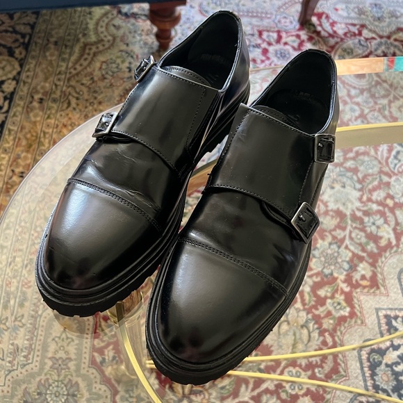 Double Monk Strap Black Leather Shoes - Picture 4 of 8